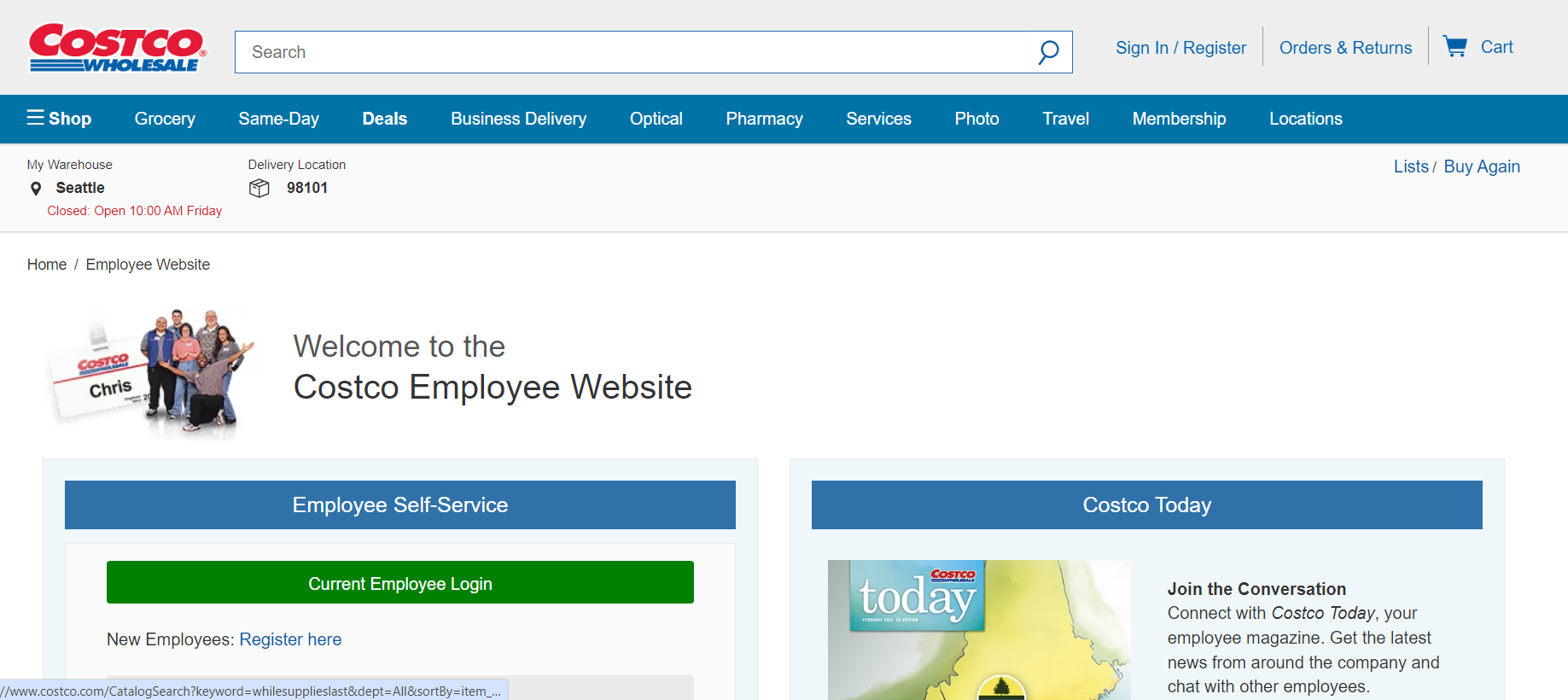 Accessing Your Costco Employee Account at www.costco.com