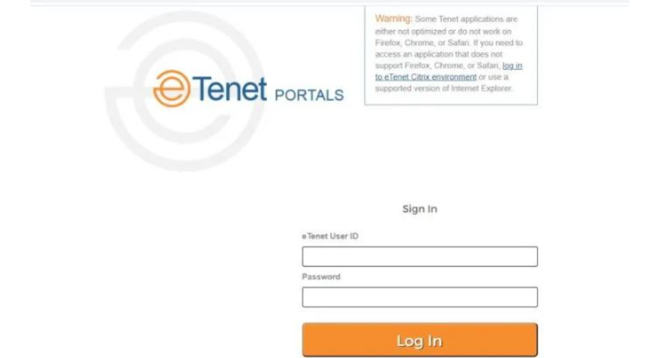 eTenet Portal Login at login.etenet.com