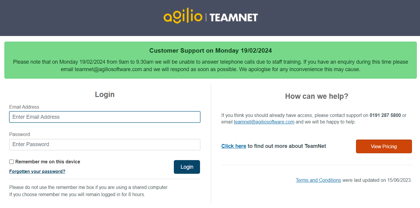 Logging Into Clarity Team Net at https://teamnet.clarity.co.uk/