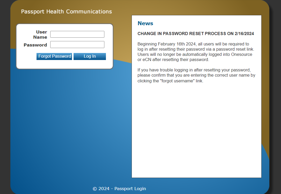 Passport OneSource Login at Onesource.passporthealth.com