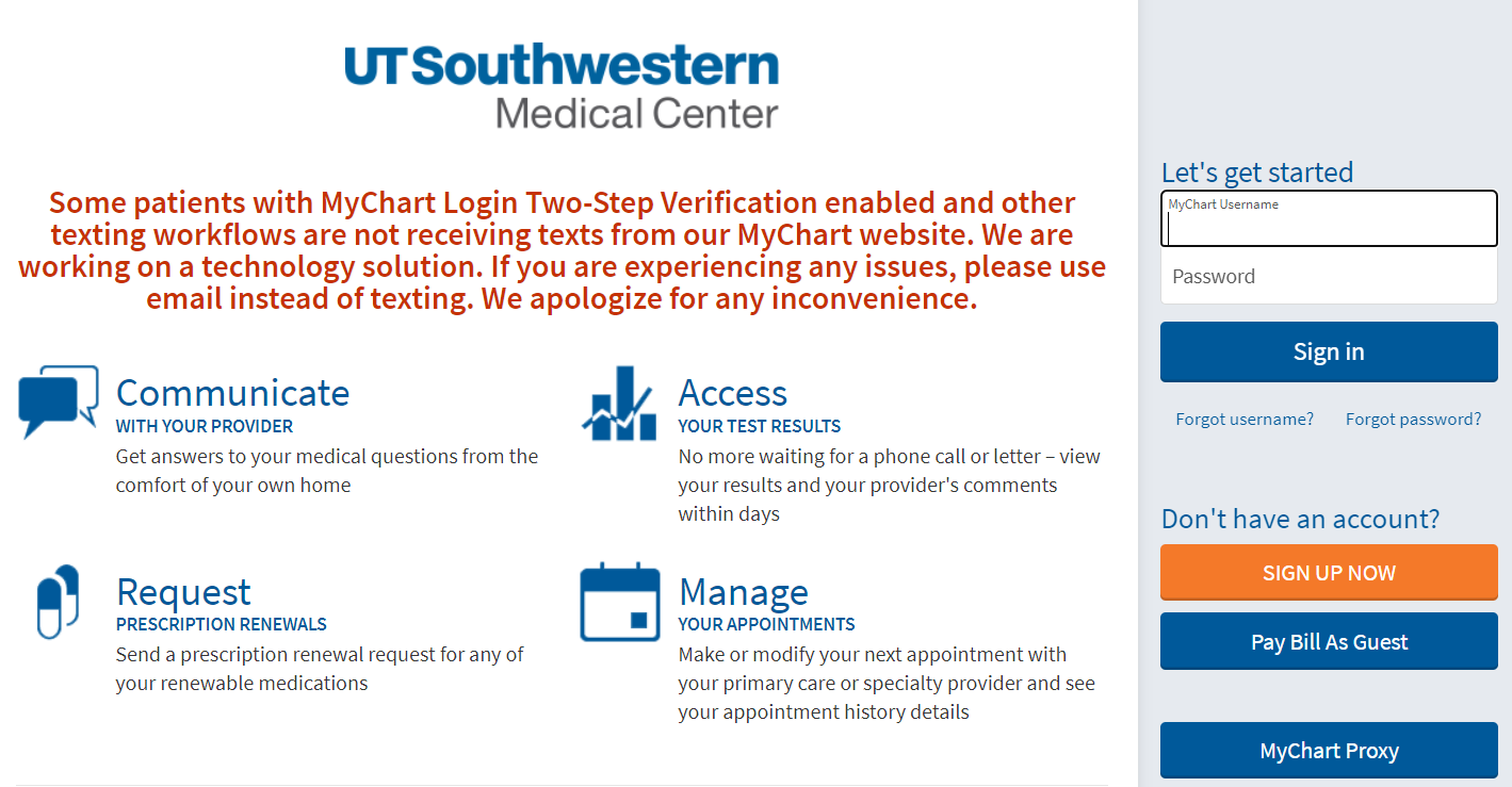 Accessing Your UTSW MyChart Account at https://mychart.utsouthwestern.edu