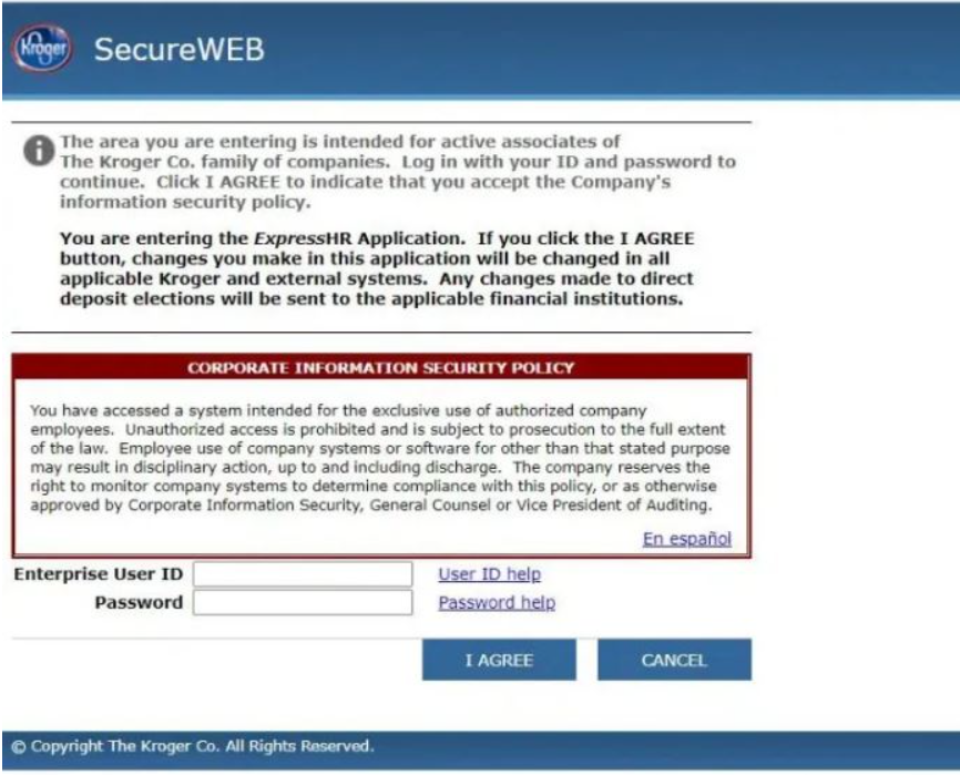 kroger hr express login at ess.kroger.com
