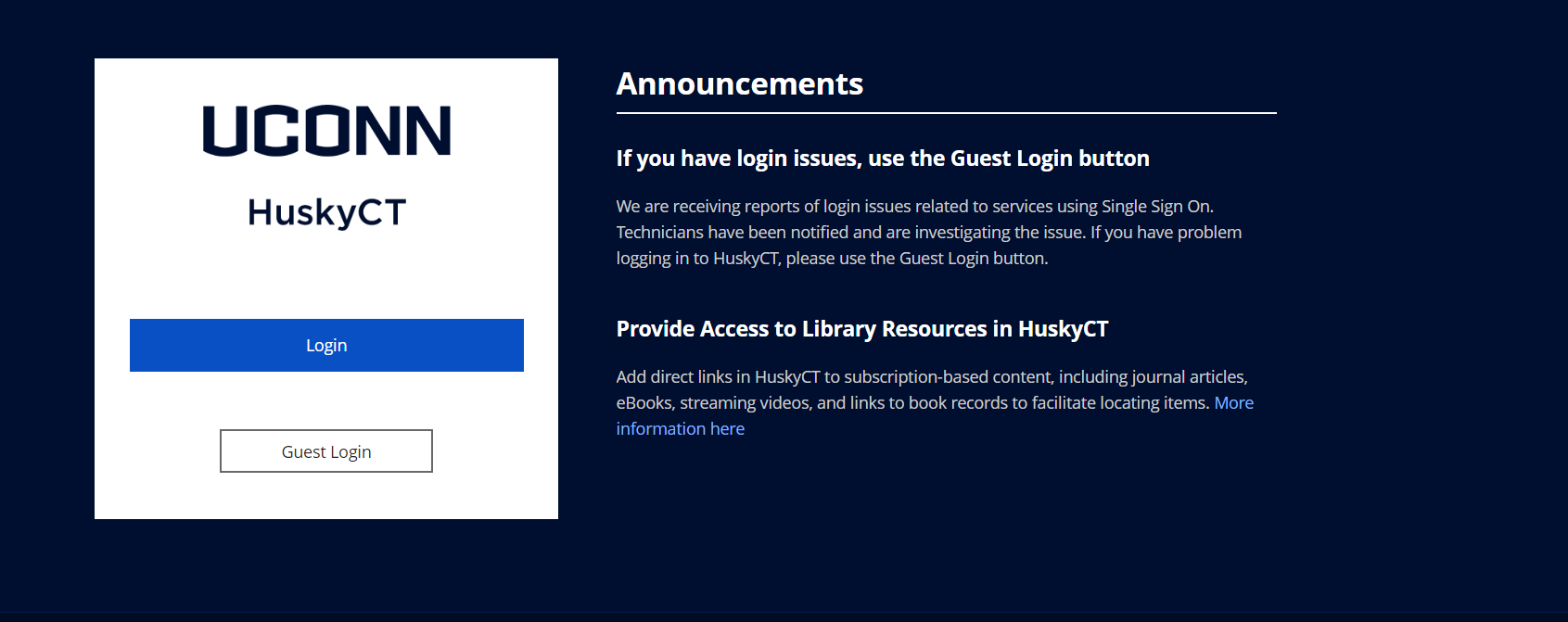 Accessing HuskyCT: A Guide for UConn Students at huskyct.uconn.edu